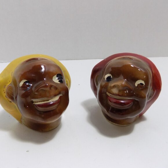 Rare Vintage Black Americana Bakers Cooks Chefs Farmers Salt and Pepper Shakers - Picture 7 of 7